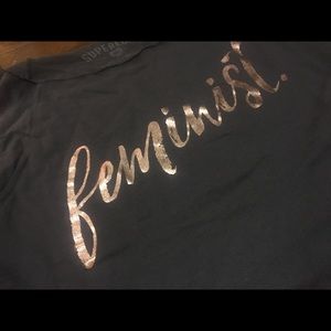 Grey and rose gold feminist sweater